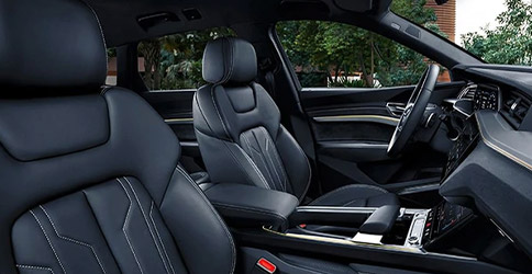 interior view of Audi e-tron showcasing leather interior