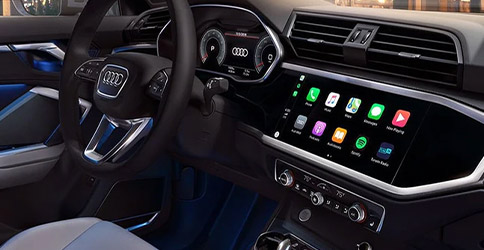 interior view of Audi Q3 showcasing digital screen dashboard
