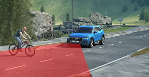 illustration showcasing Audi Q3 Audi pre sense front with pedestrian detection