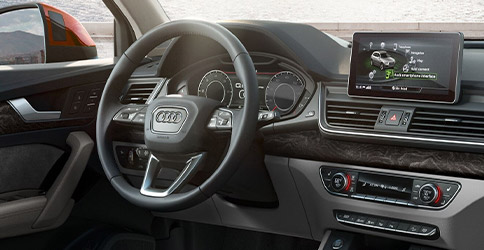 interior view of Audi Q5 showcasing digital screen dashboard