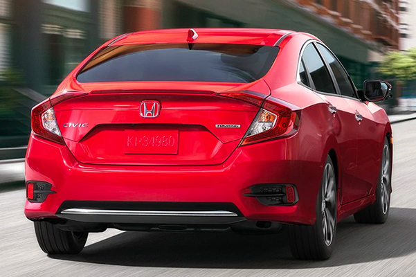 red view of honda civic sedan