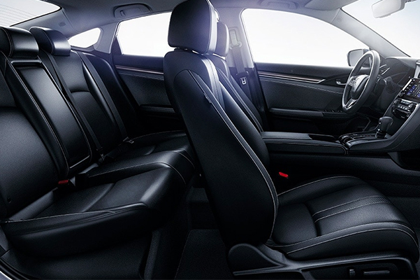 interior view of honda civic vehicle featuring black leather seats