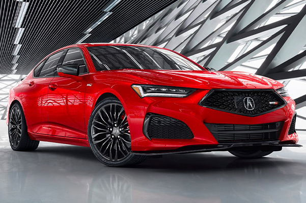 2021 Acura TLX parked in modern looking garage