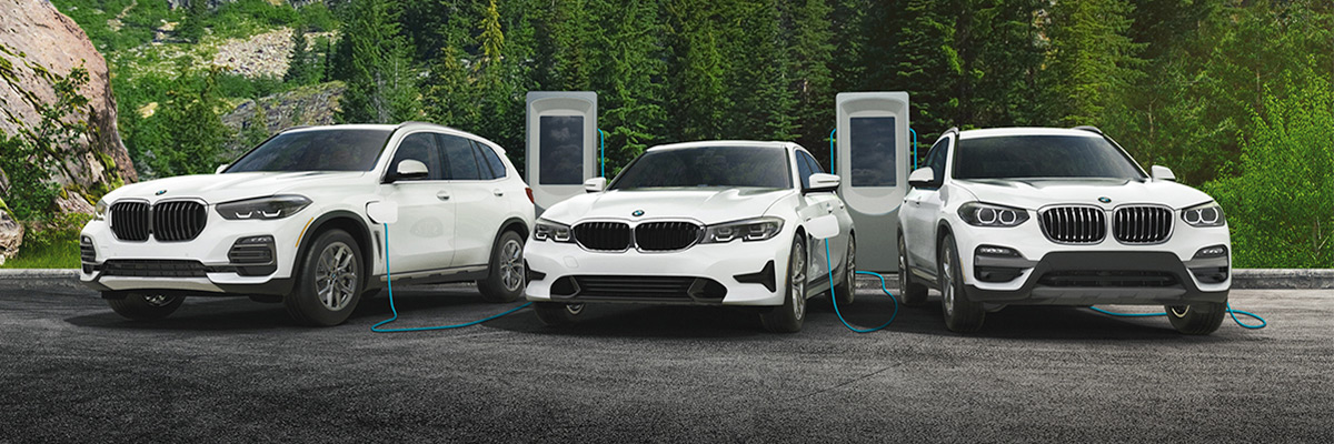 2021 BMW Electric vehicles lineup while charging at station