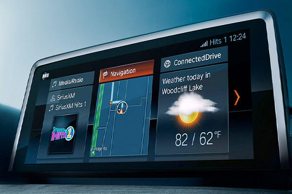 detail shot of 2021 BMW X1 digital screen showcasing navigation capabilities