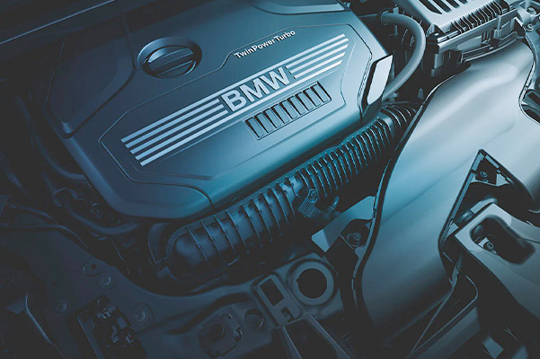 detail of the 4 cylinder twinpower turbo engine in the 2021 BMW X1