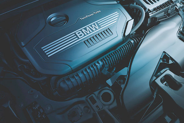 detail of the 4 cylinder twinpower turbo engine in the 2022 BMW X1