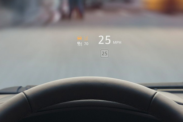close up of windshield featuring heads up display