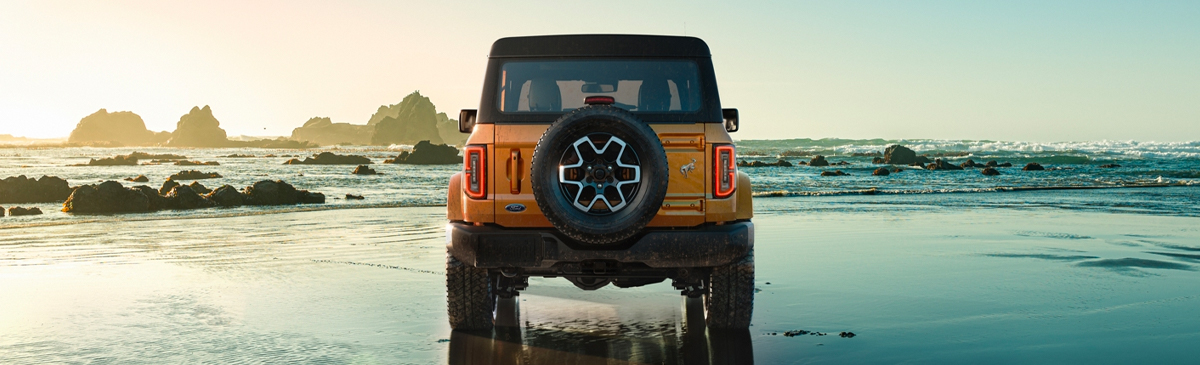 2021 Ford Bronco rear view on beach