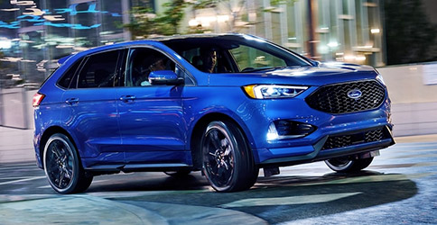Blue 2021 Ford Edge Front View
