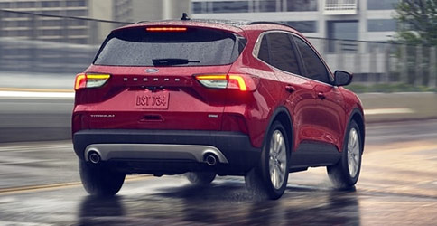 rear view of red 2021 Ford Escape