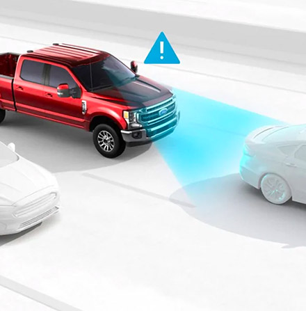 Animation of 2021 Ford Super Duty using Pre Collision Assist with Automatic Emergency Braking
