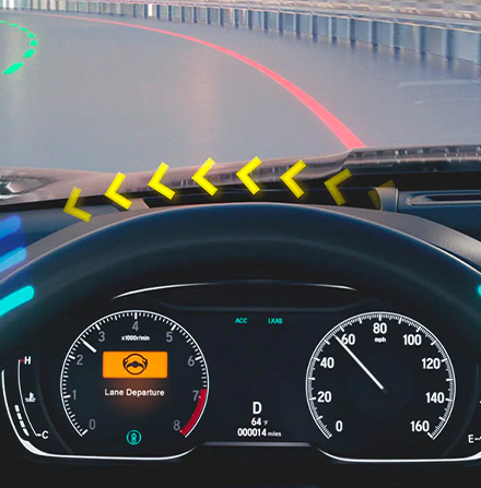 illustration of 2021 honda accord dashboard showcasing road departure mitigation system