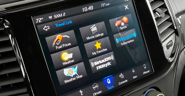 A close-up of the Uconnect 4C with 8.4-inch touchscreen in the 2021 Jeep Grand Cherokee.