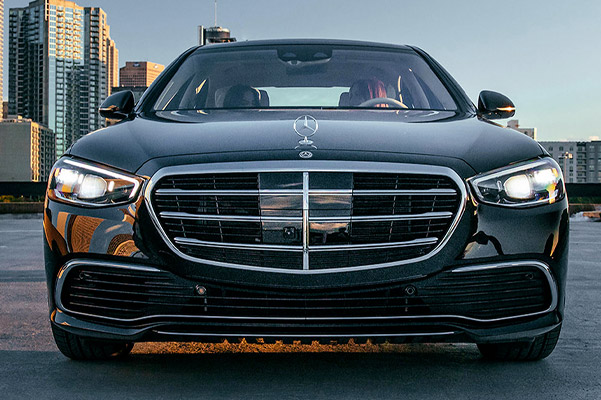 Mercedes-Benz S-Class front view city background