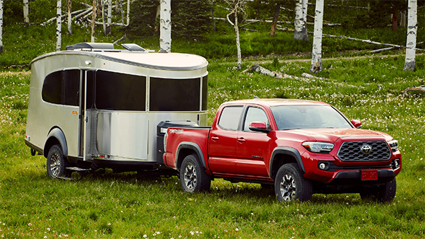 TRD Off-Road Double Cab shown in Barcelona Red Metallic with available TRD Off-Road Premium Package
