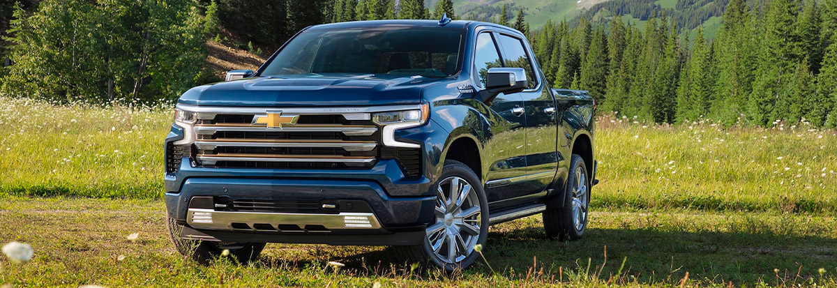 2022 Silverado 1500: High Country Driver Side Front 3/4 Shot in Field