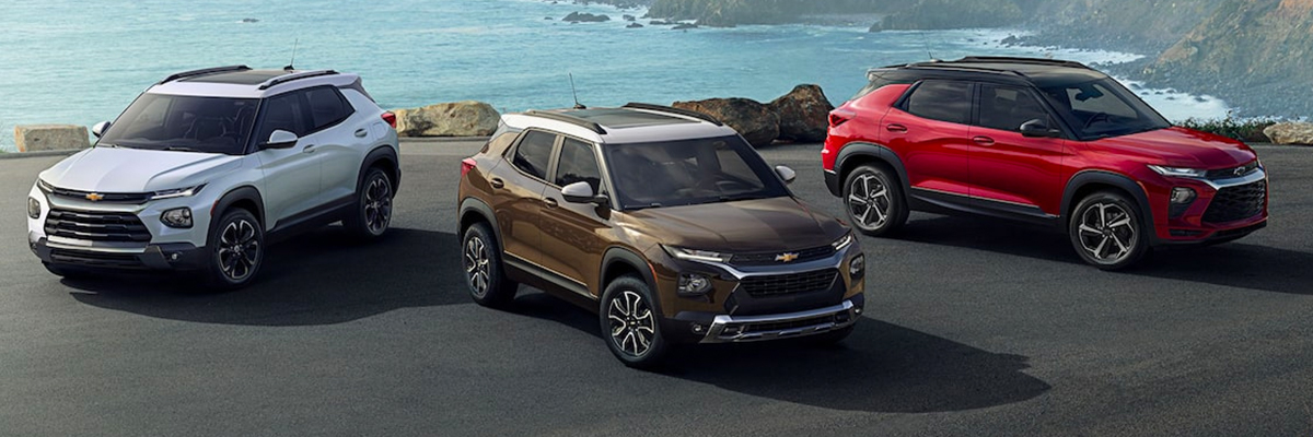 2022 Chevrolet Trailblazer SUVs in summit white, zeus bronze metallic & Crimson metallic