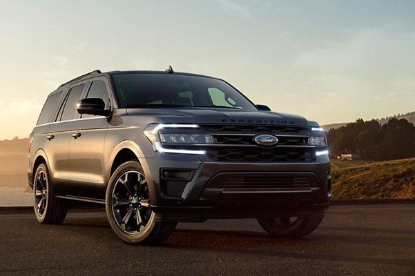 2022 Ford Expedition in Dark Matter Metallic Pearl Coat parked near the ocean