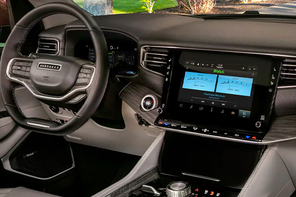 Interior front dashboard of 2022 Jeep Wagoneer