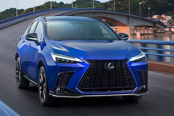 front view of the 2022 lexus NX driving down the road