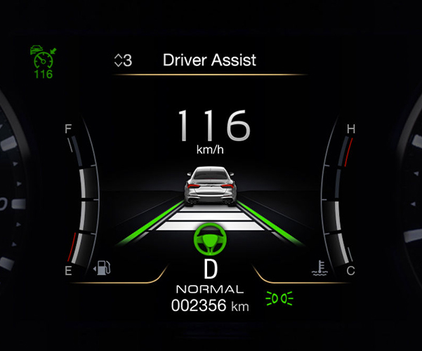 Advanced Driving Assistance System (ADAS) on dashboard of Levante