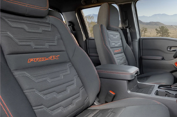 interior shot of the seating in the 2022 nissan frontier