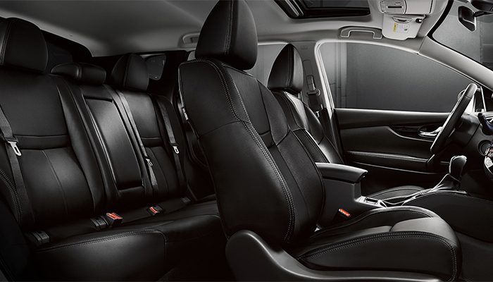 2022 Nissan Rogue Sport Side View Of Interior Black Leather Seats