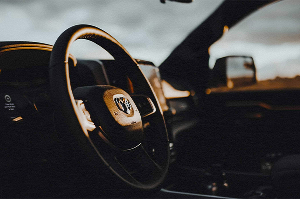 interior wheel shot during golden hour of the 2022 Ram 1500