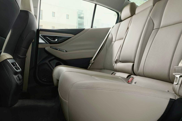 2022 Subaru Legacy Limited rear interior shown in Warm Ivory Leather