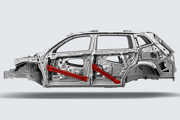 technical picture of the safety cage on the new 2022 vw tiguan