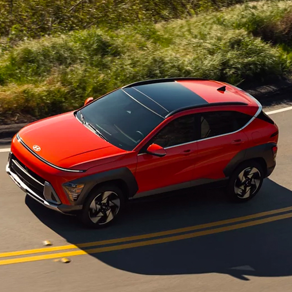 2024 Kona front 3/4 shot driving on a road