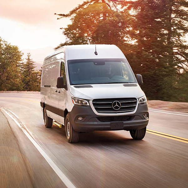 Sprinter Crew Van parked in front of a construction site