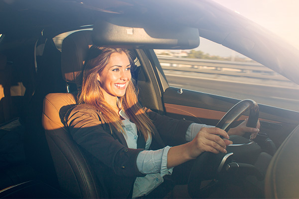 woman driving car