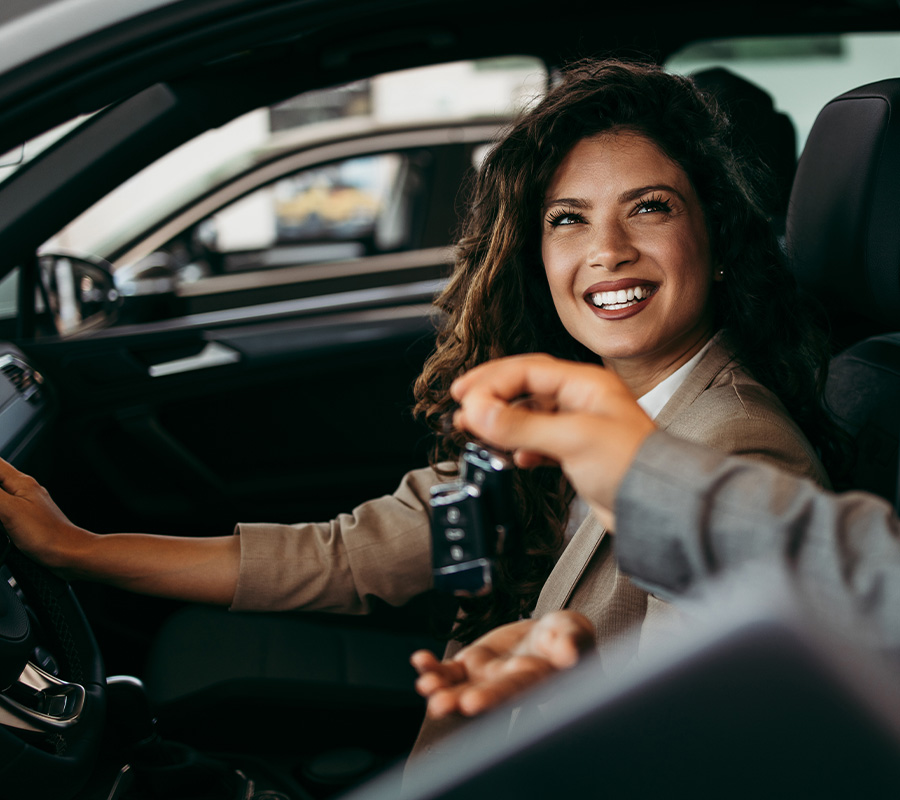 Dealership customer in a vehicle