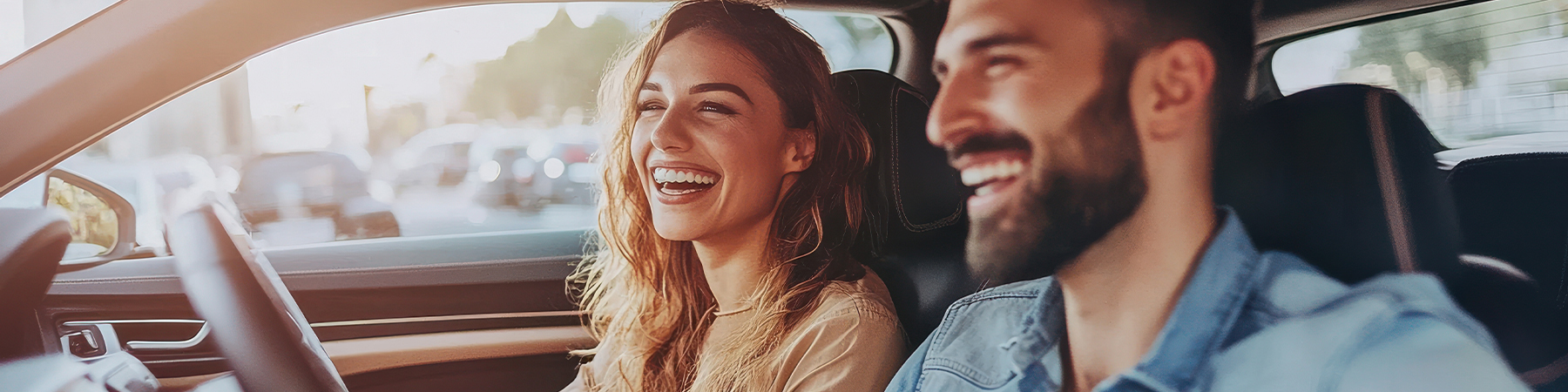 Happy customers in their car