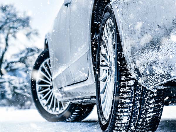 Close up of a car in winter snow