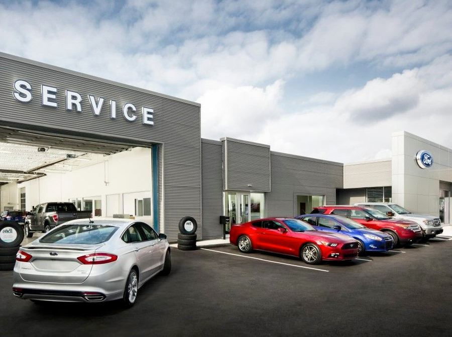 Outside view of the Ford Service bay