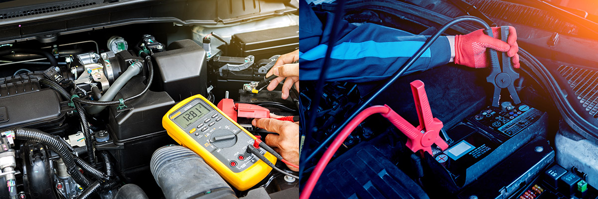 auto technician cleaning brakes disks with a drill with wire end cleaning head